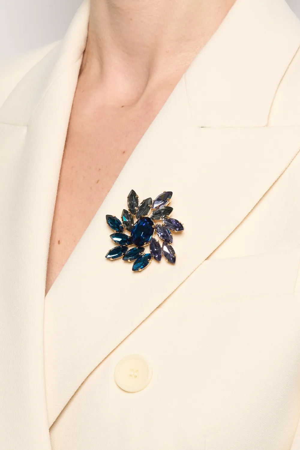Philippe Ferrandis Paris by Night broche bleue cristal 5 cm