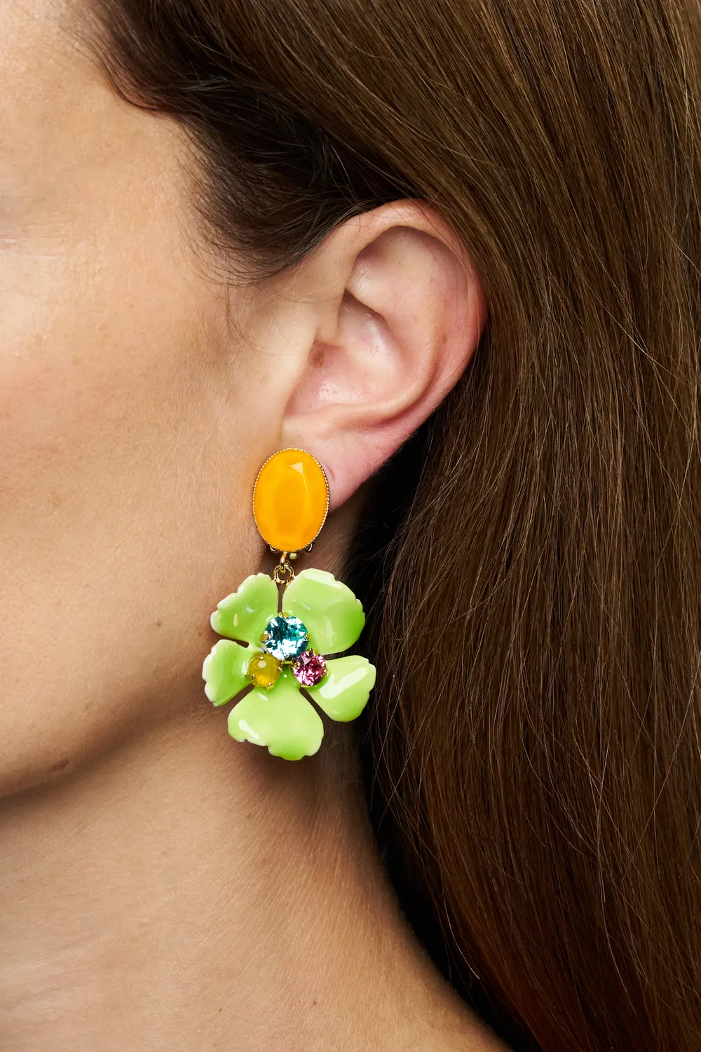 Philippe Ferrandis Ischia boucles clips émail blanc cristal