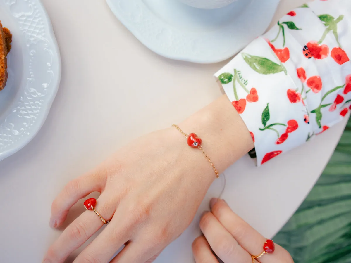 Nach Bijoux Chérie Cherry bracelet cœur porcelaine