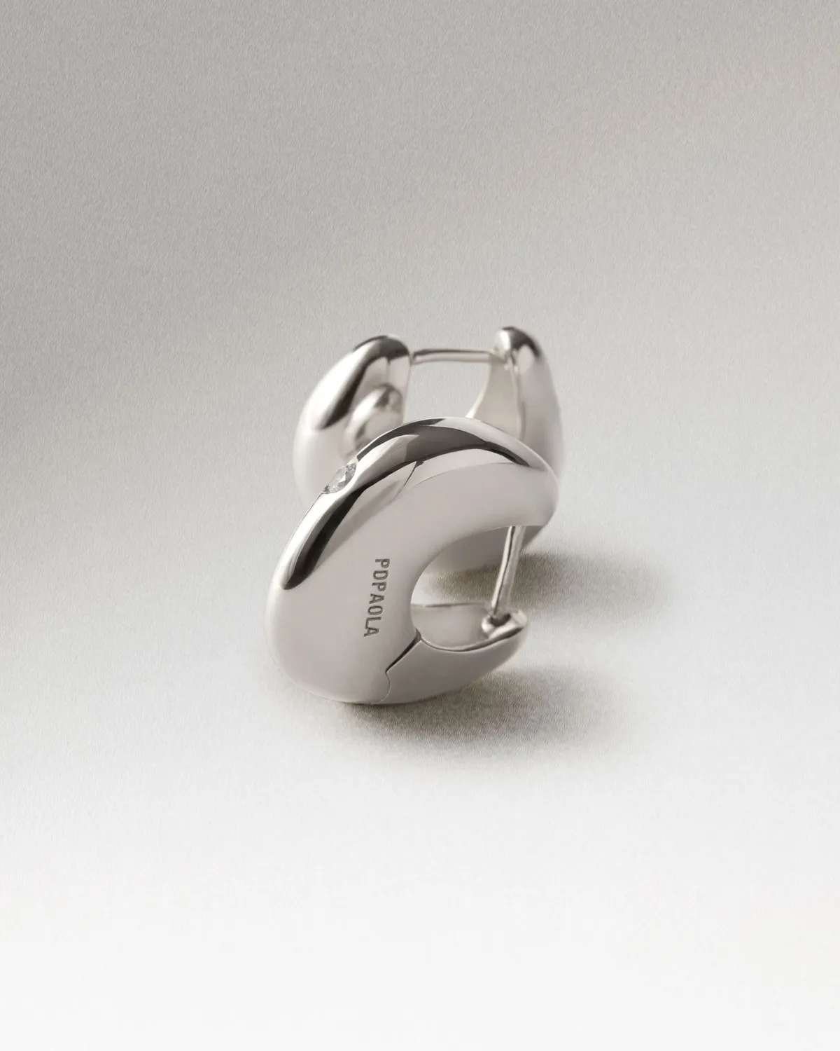 PDPAOLA Wave créoles argent zirconia blanche 17,5 mm