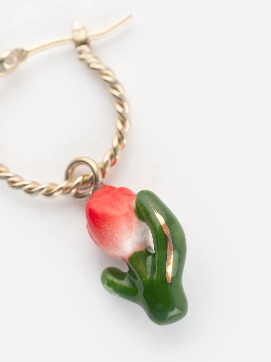 Nach Bijoux Tulipe rouge mini créole boucle d'oreille