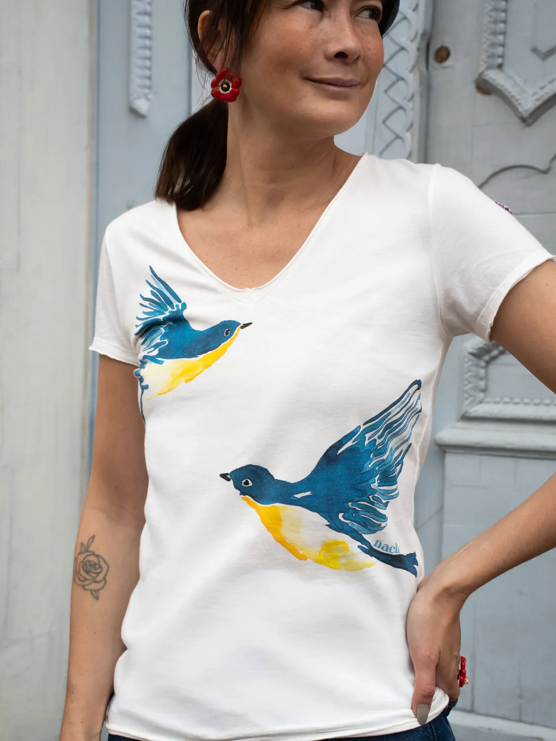 Nach Bijoux Victor t-shirt paruline oiseaux cintré