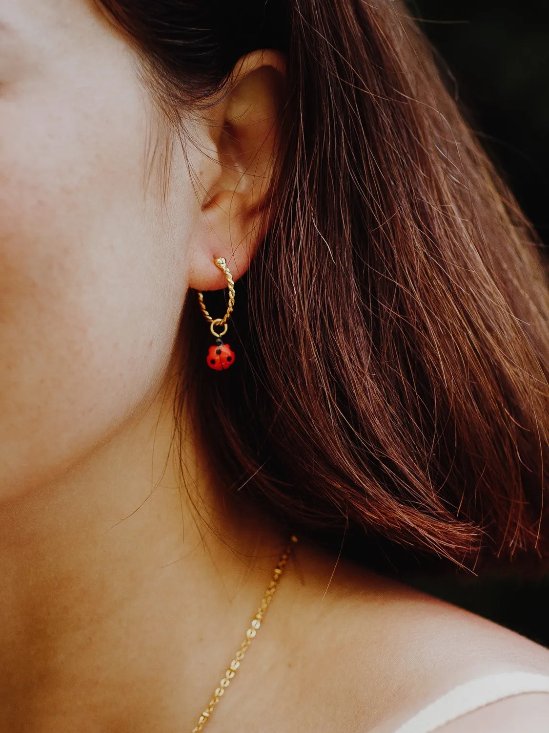 Nach Bijoux mini créole coccinelle boucle unité rouge