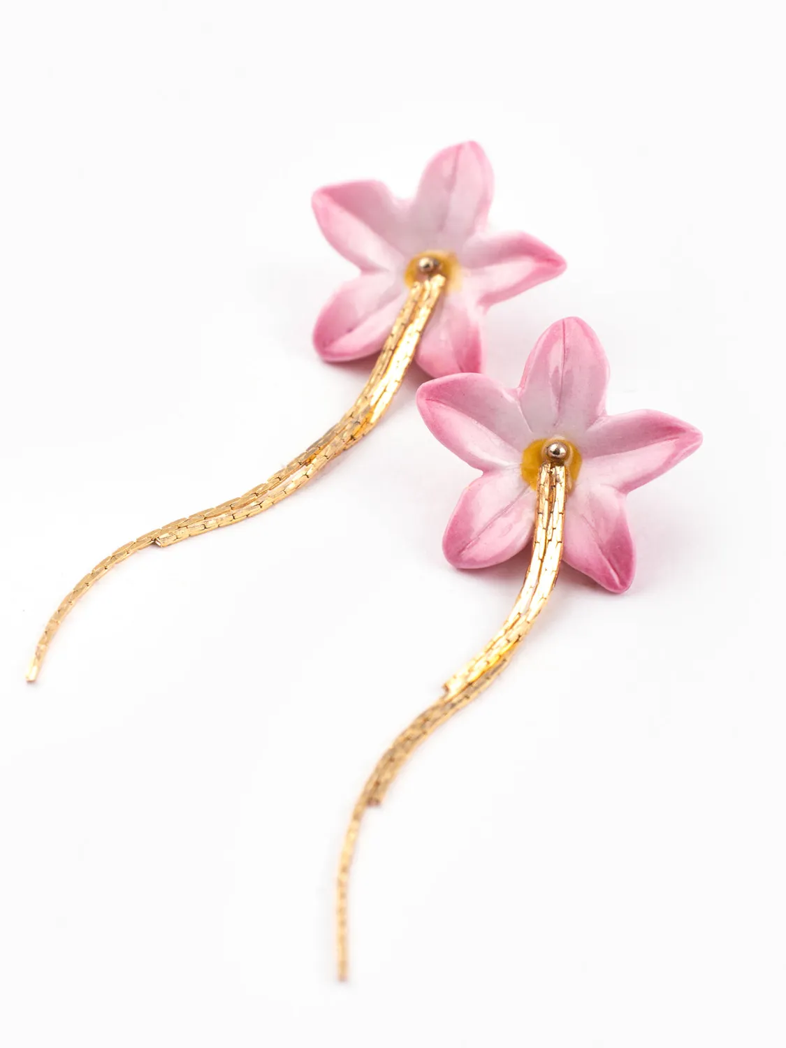 Nach Bijoux lys rose boucles franges porcelaine 6,4 cm