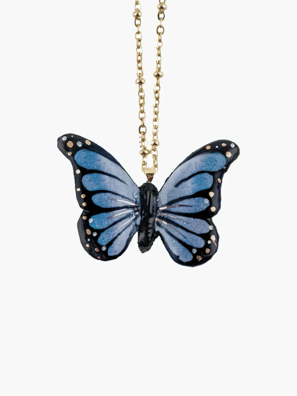 Nach Bijoux Papillon de nuit collier porcelaine 80 cm