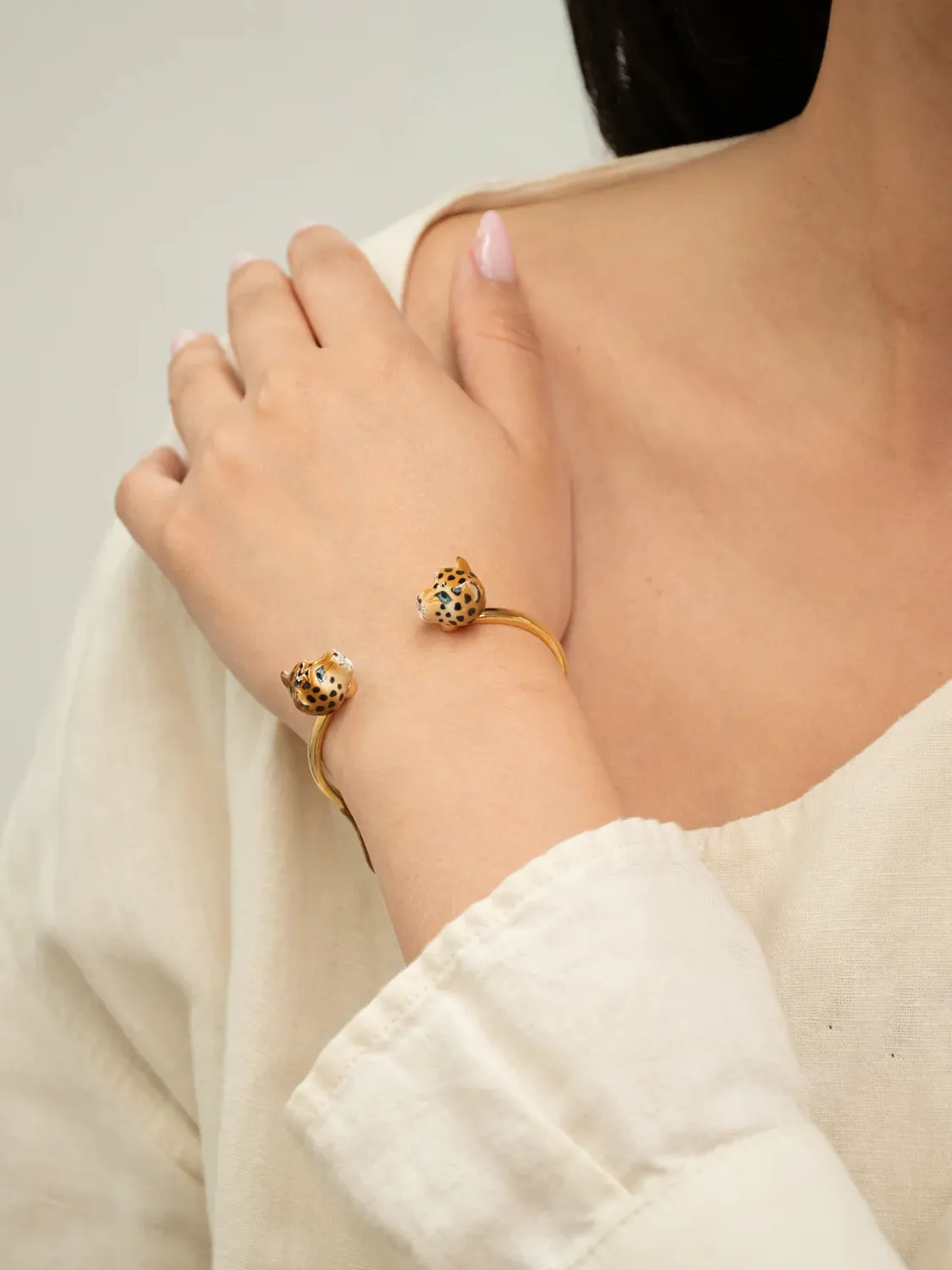 Nach Bijoux FaceToFace léopard bracelet porcelaine doré