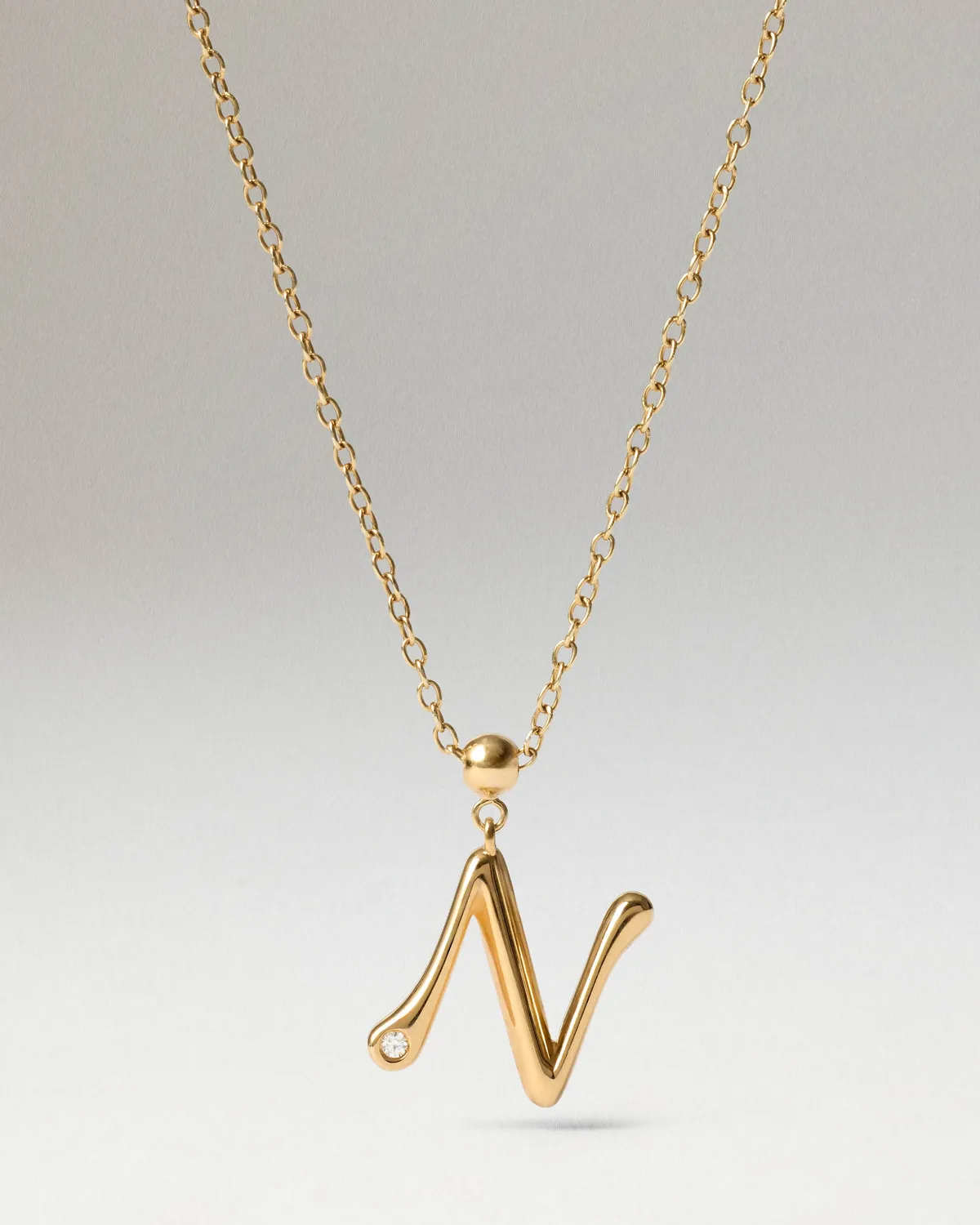 PDPAOLA Initial N charm lettre zirconia blanche