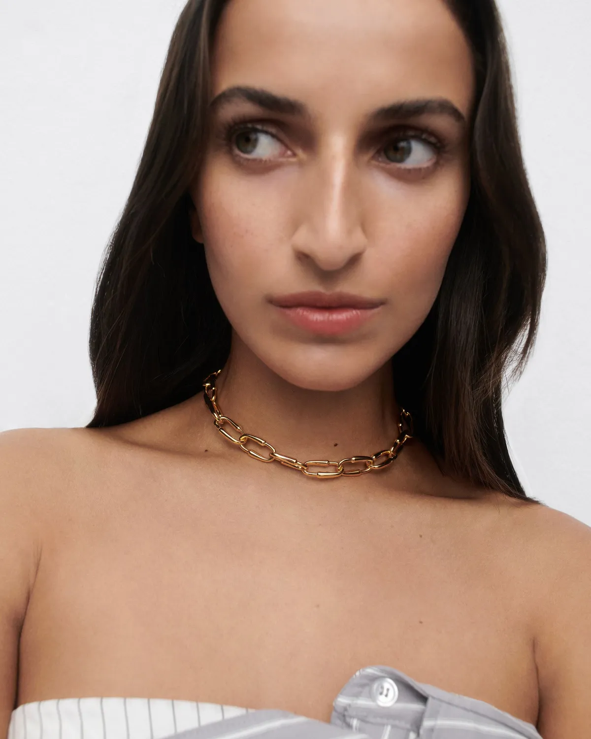 PDPAOLA Loop collier chaîne 51,5 cm maillons dorés