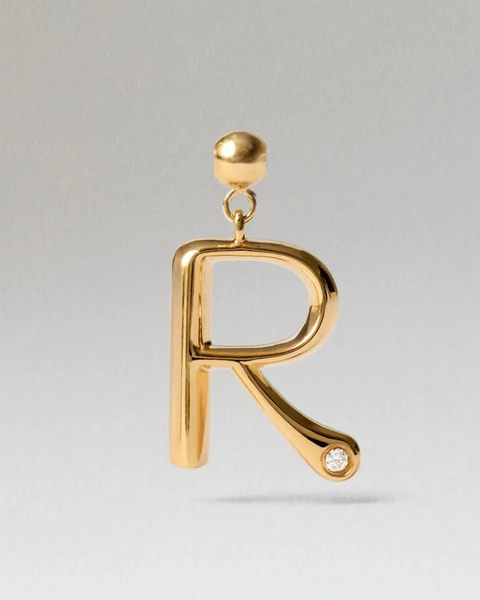 PDPAOLA Initial R charm lettre R doré
