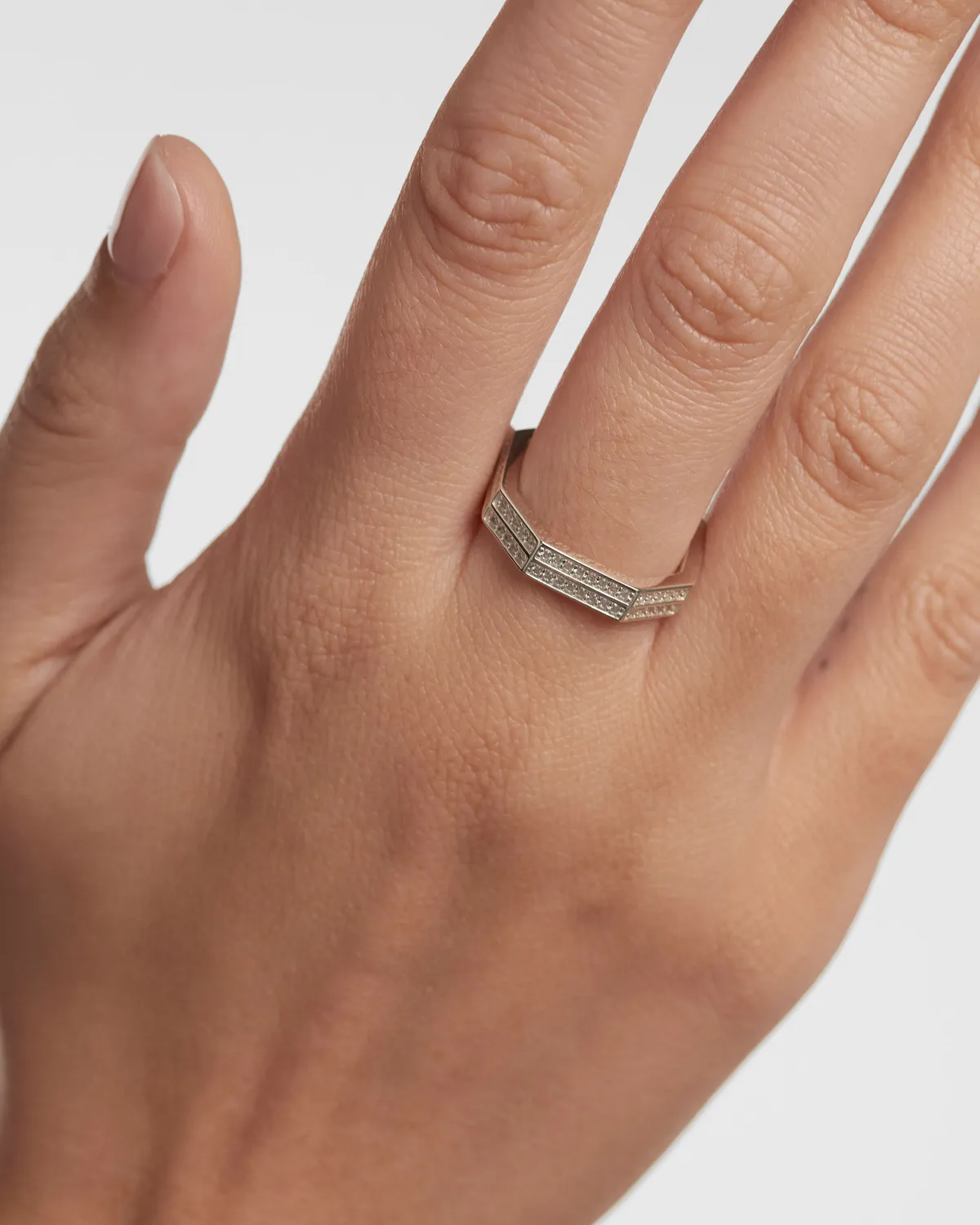 PDPAOLA Olympia bague argent zirconia blanche taille 8-18
