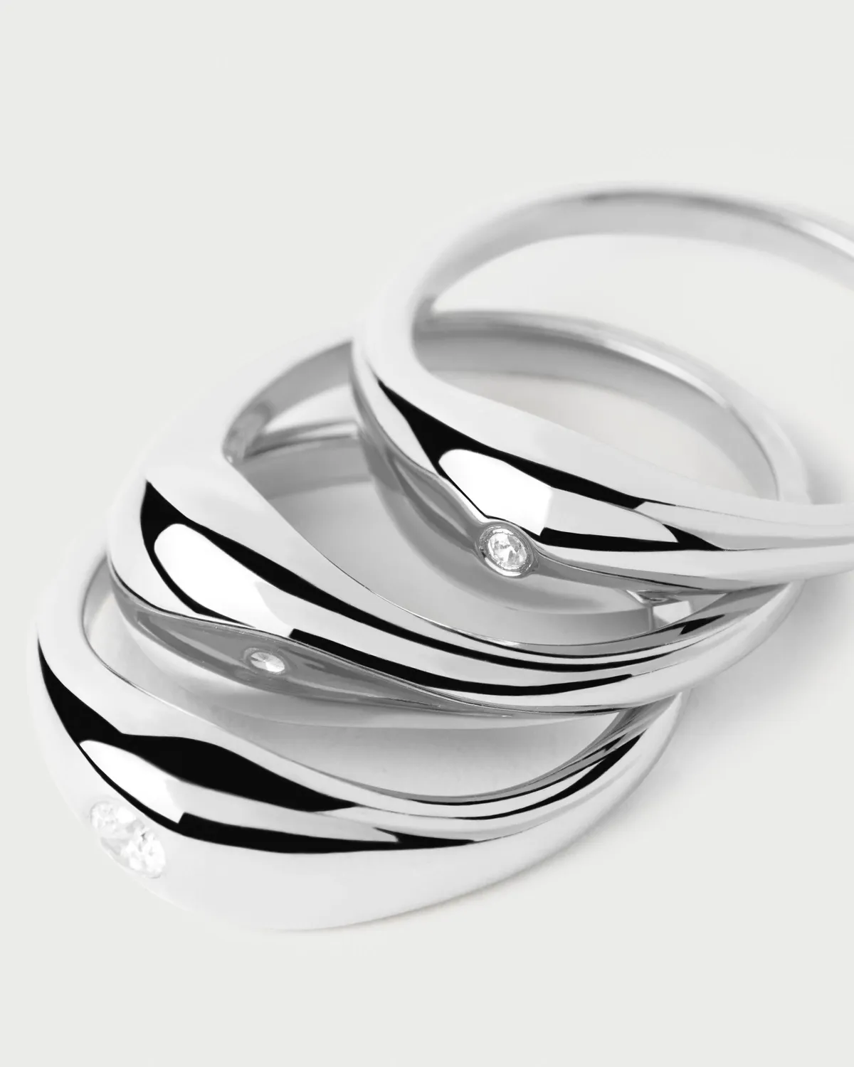 PDPAOLA Sugar parure 3 bagues argent zirconia