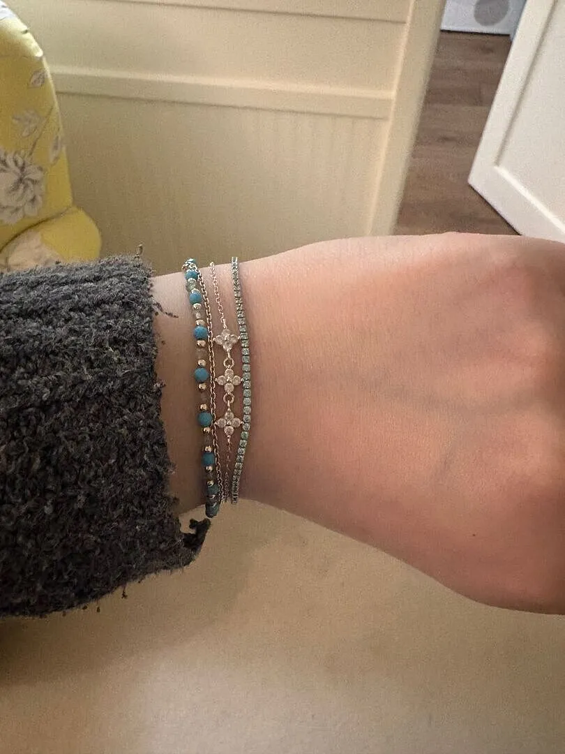 Astrid & Miyu Blue Tennis bracelet argent pierres bleues