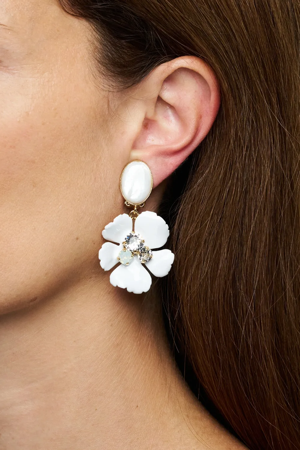 Philippe Ferrandis Ischia boucles d'oreilles clips émail blanc