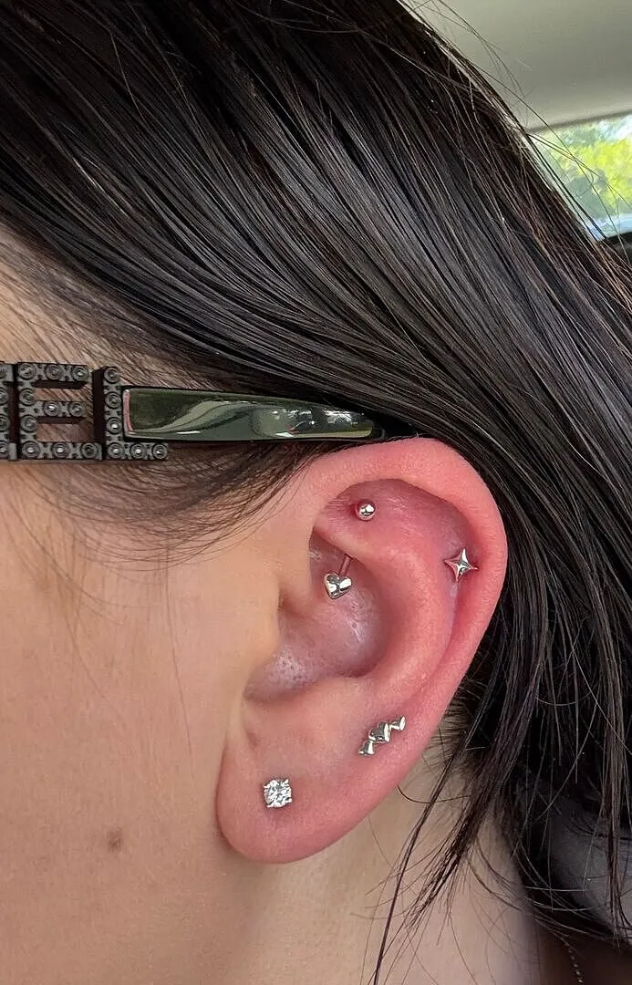 Astrid & Miyu Rook piercing cœur or blanc massif