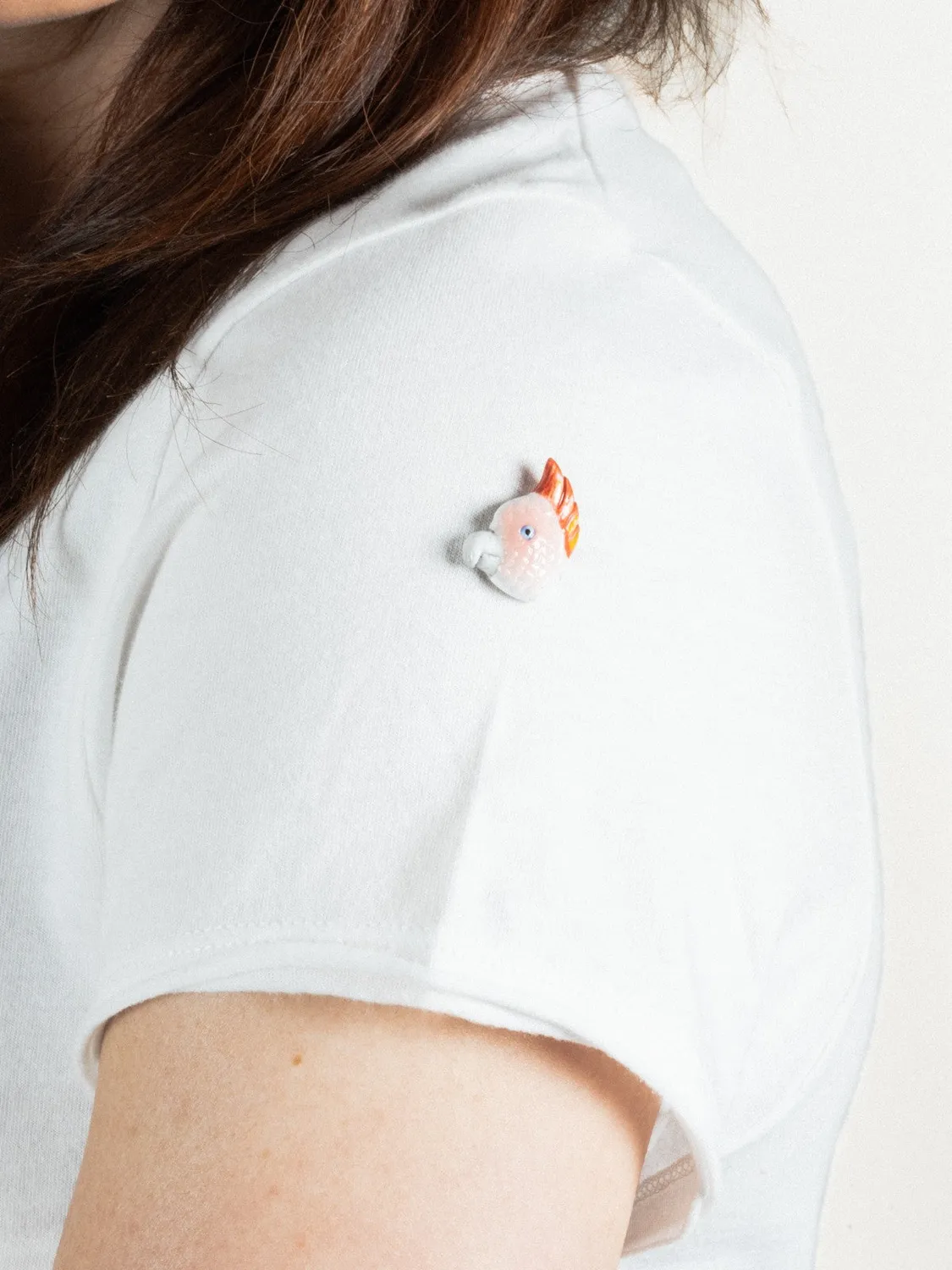 Nach Bijoux Victor t-shirt bouledogue blanc col V porcelaine