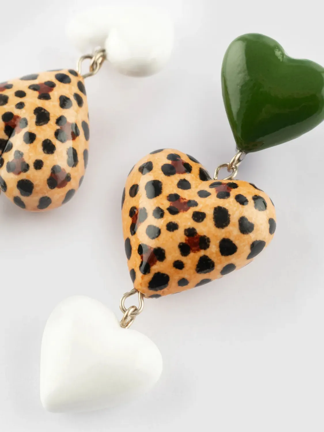 Nach Bijoux triples cœurs boucles pendantes vertes 2,5 cm