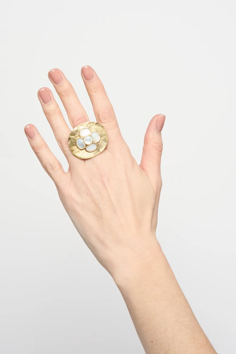 Philippe Ferrandis Camelia Byzance bague ajustable dorée