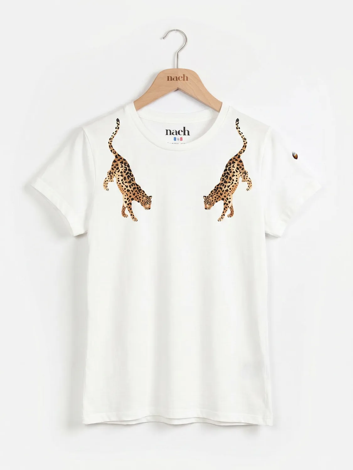 Nach Bijoux Olga léopard face à face t-shirt blanc