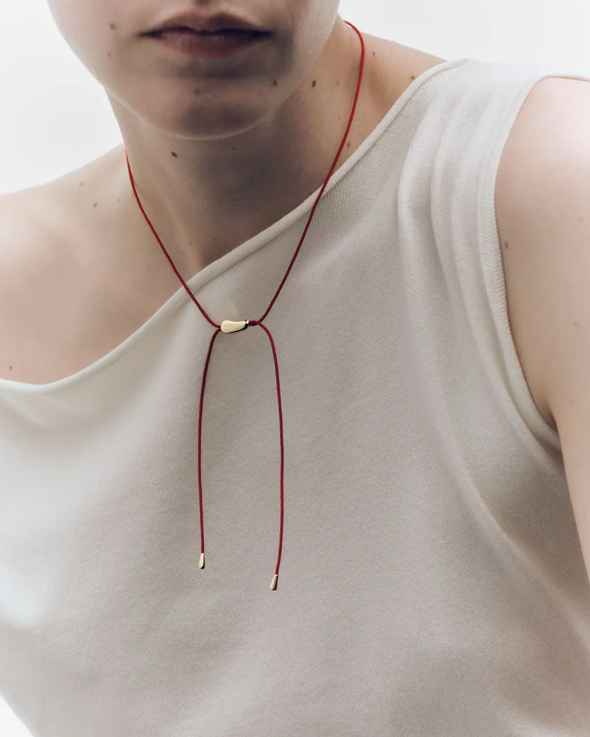 PDPAOLA Rodeo collier cordon rouge doré
