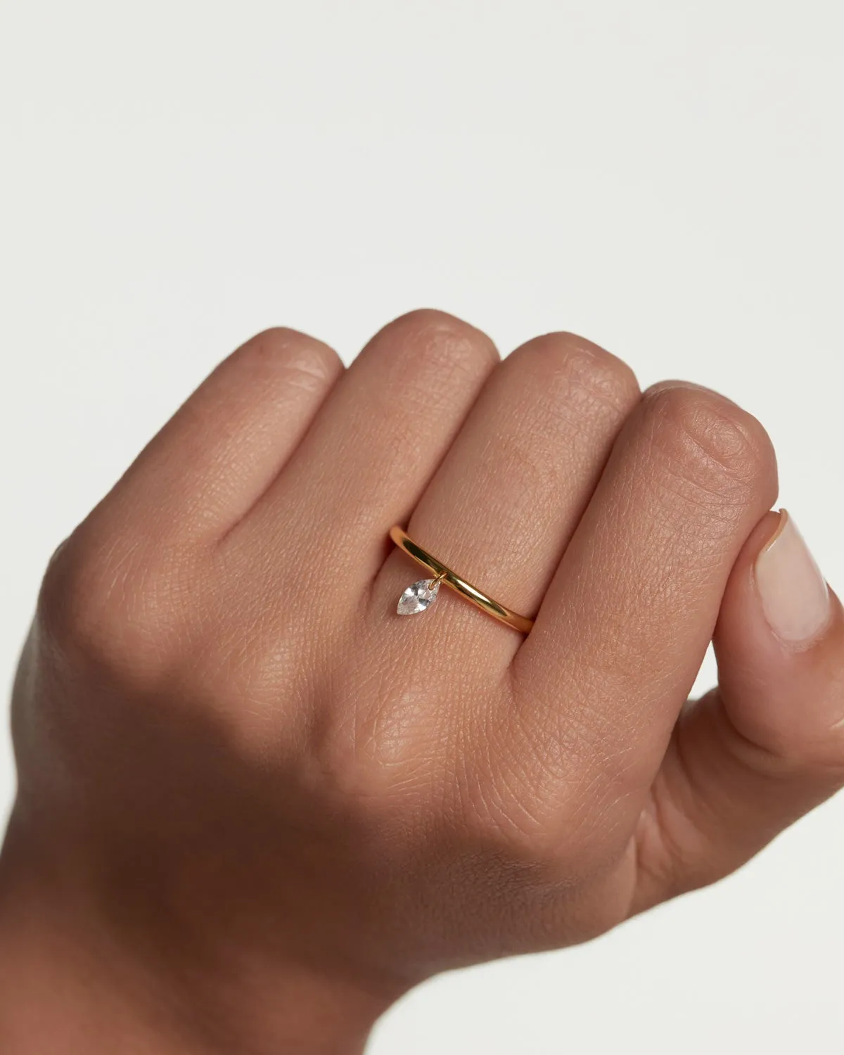 PDPAOLA Rain Solitaire bague plaqué or zircone 1,7 mm