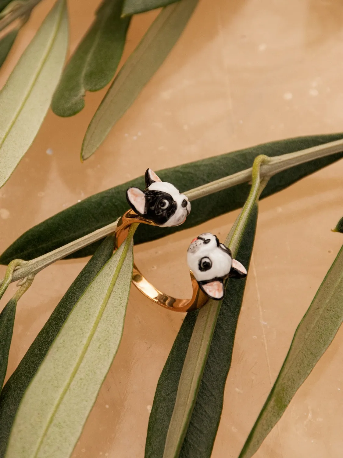 Nach FaceToFace bague bouledogue porcelaine ajustable
