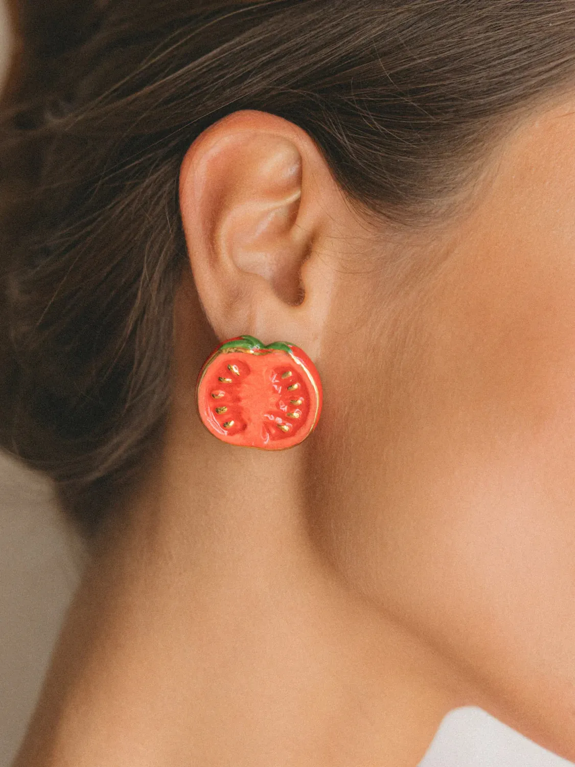 Nach Bijoux Maxi tomate boucles d'oreilles puces rouges