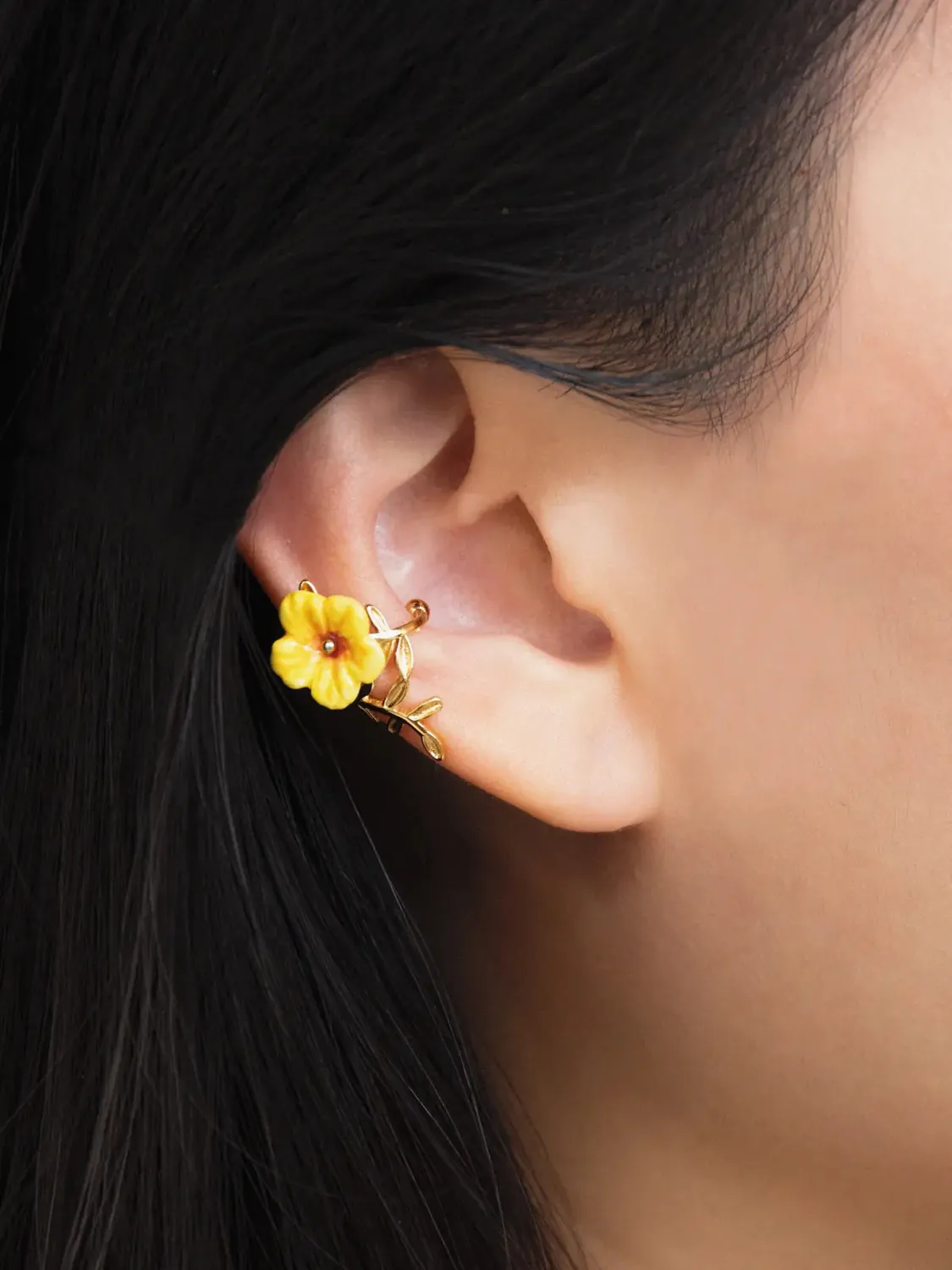 Nach Bijoux hibiscus jaune ear cuff boucle unité 2,2 cm