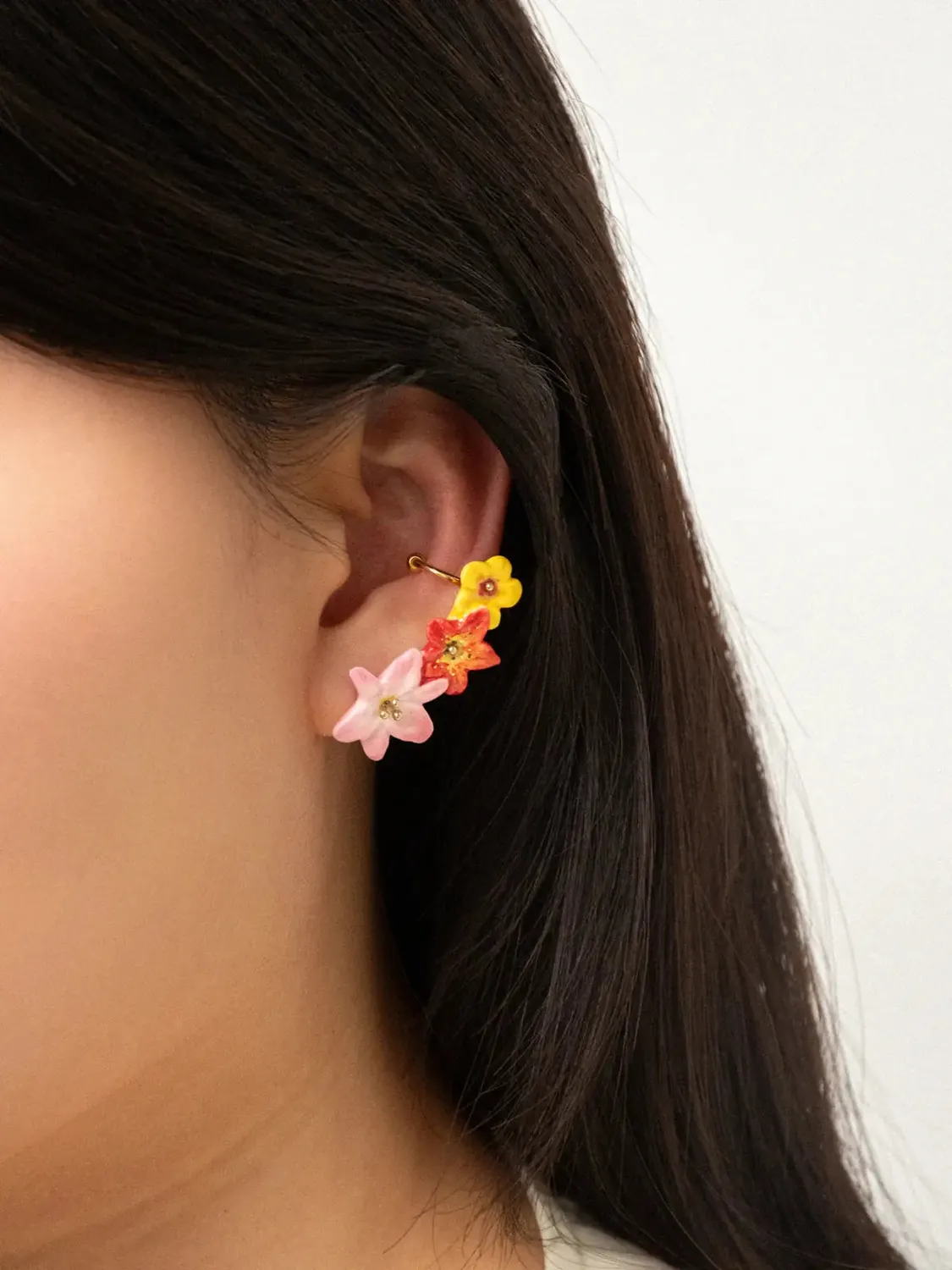 Nach Bijoux Tropical ear cuff fleurs bouquet