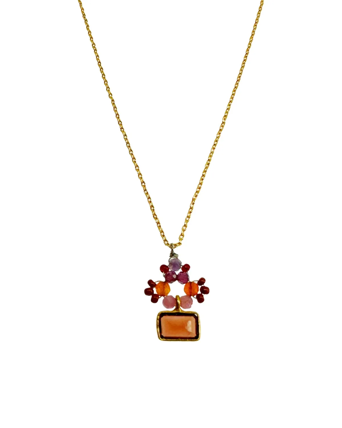Le Fourbi de Capucine P45 collier laiton doré améthyste grenat