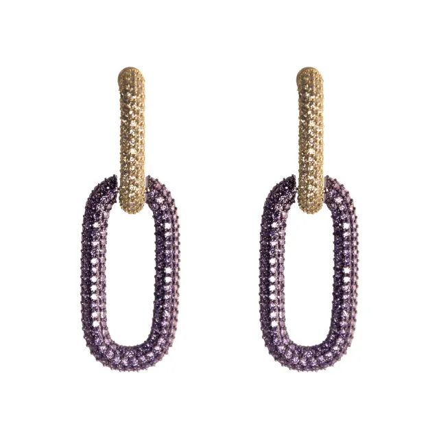 Nao de Paris Purple Boots boucles d'oreilles violet zircons