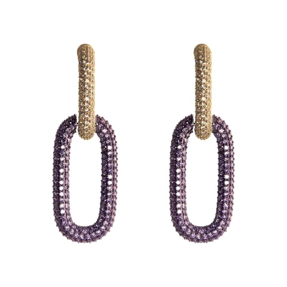 Nao de Paris Purple Boots boucles d'oreilles violet zircons