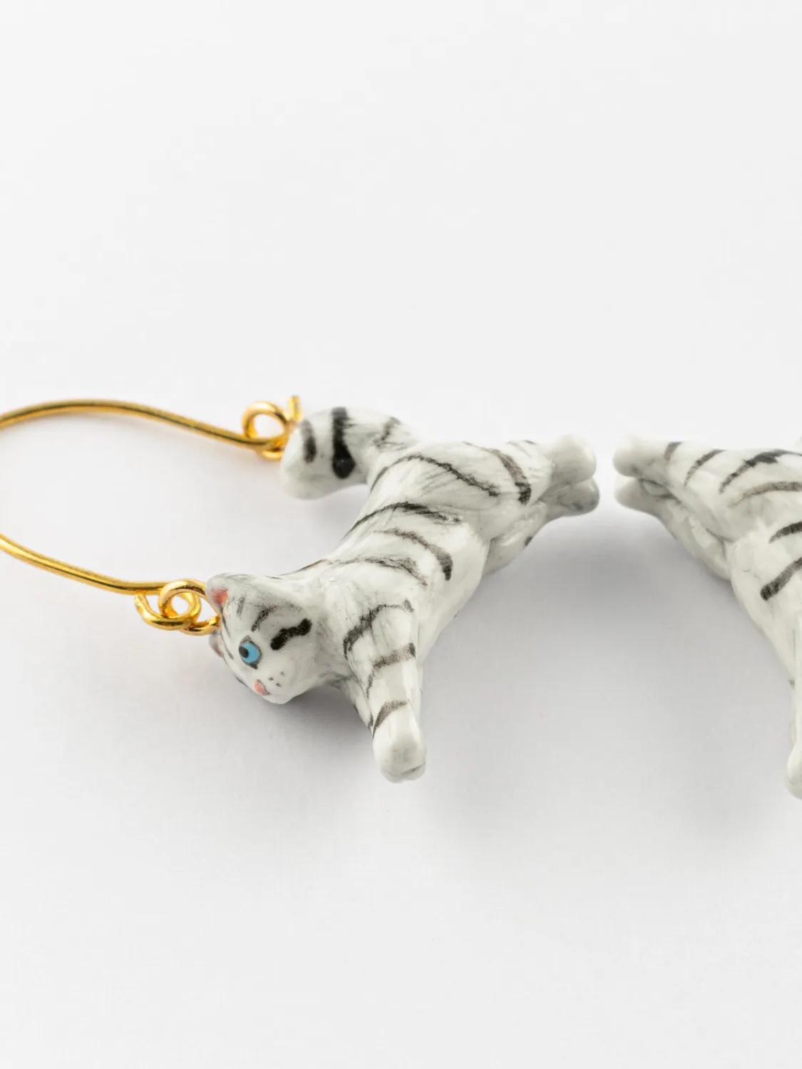 Nach Bijoux Créoles Saut de Chaton Tabby boucles porcelaine