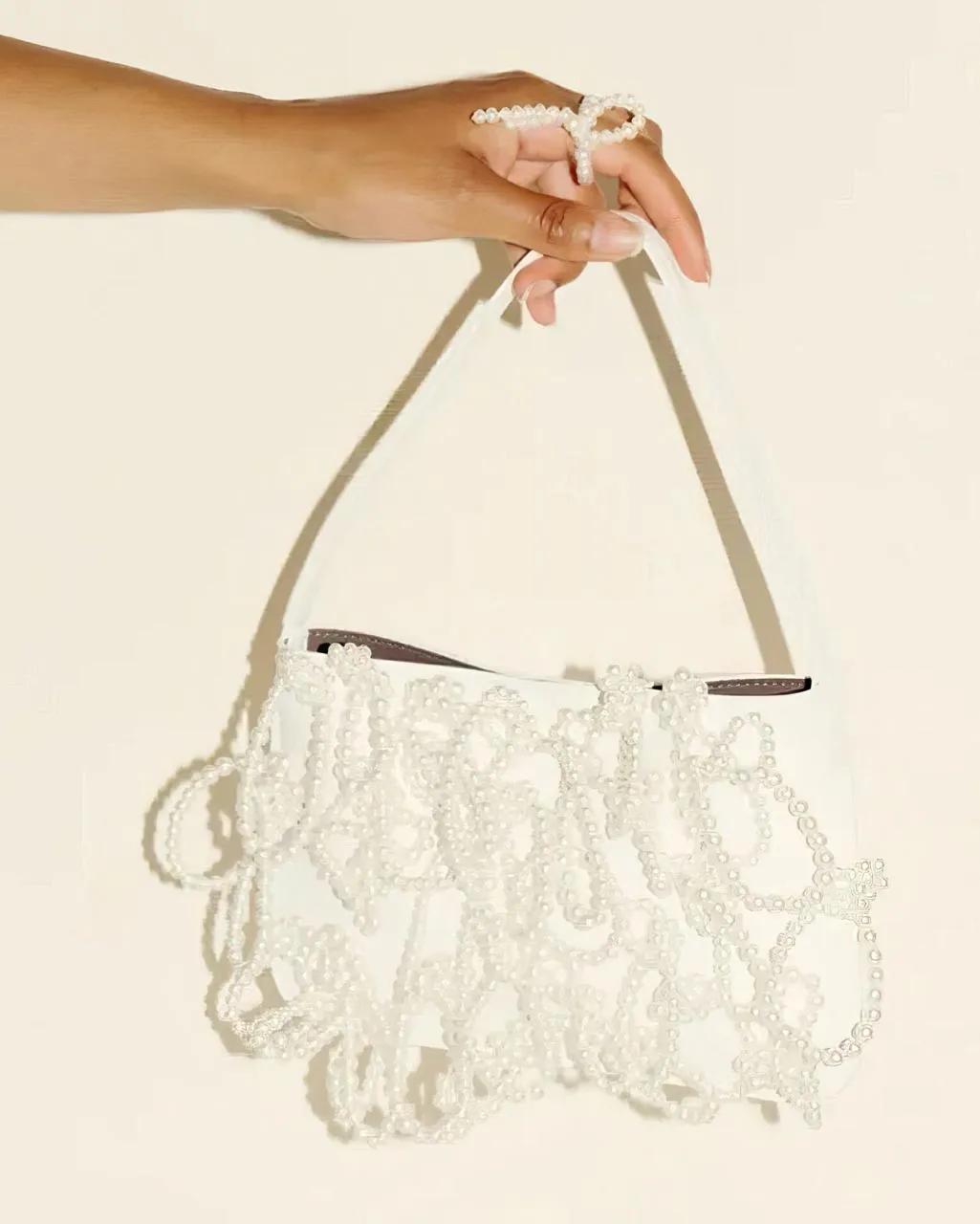 Completedworks Pearly Pearl sac cuir blanc perles