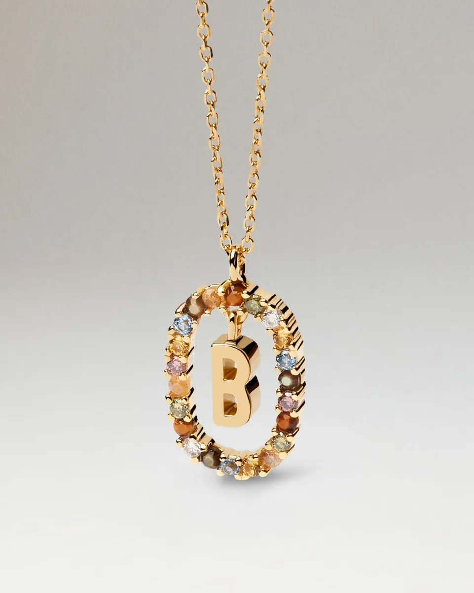 PDPAOLA Letter B collier initiale doré labradorite