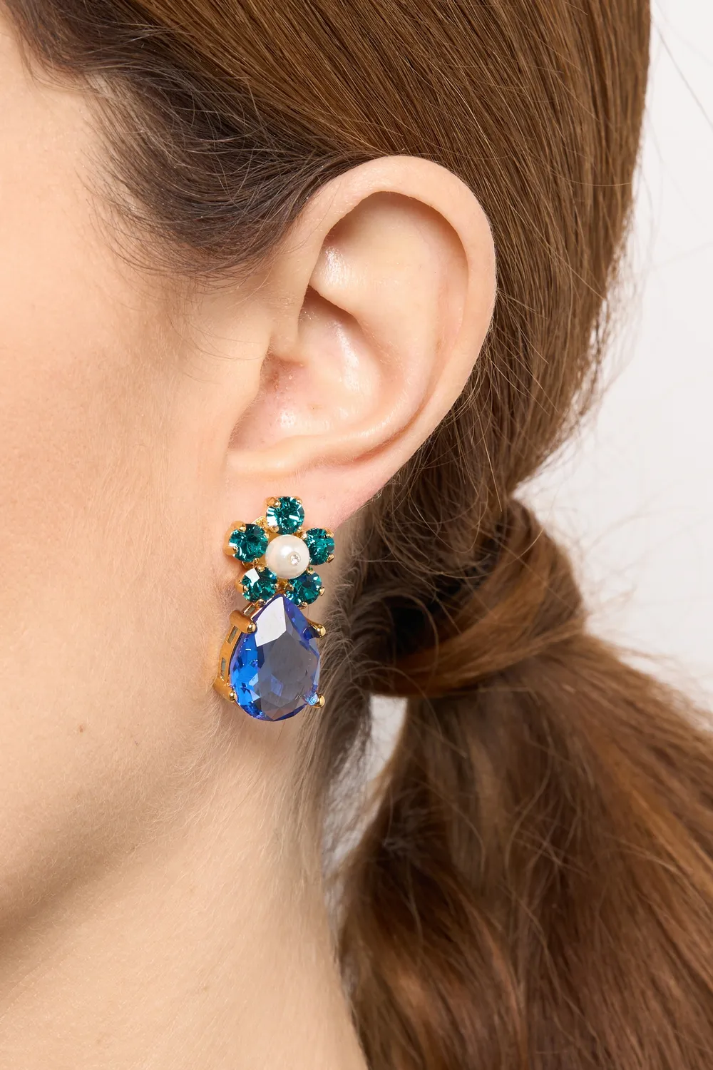 Philippe Ferrandis Castiglione clous boucles bleu vert 3 cm