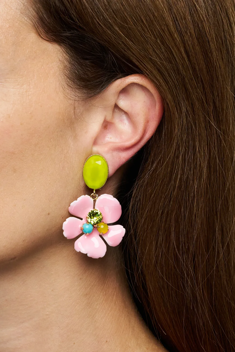 Philippe Ferrandis Ischia boucles clips émail blanc cristal