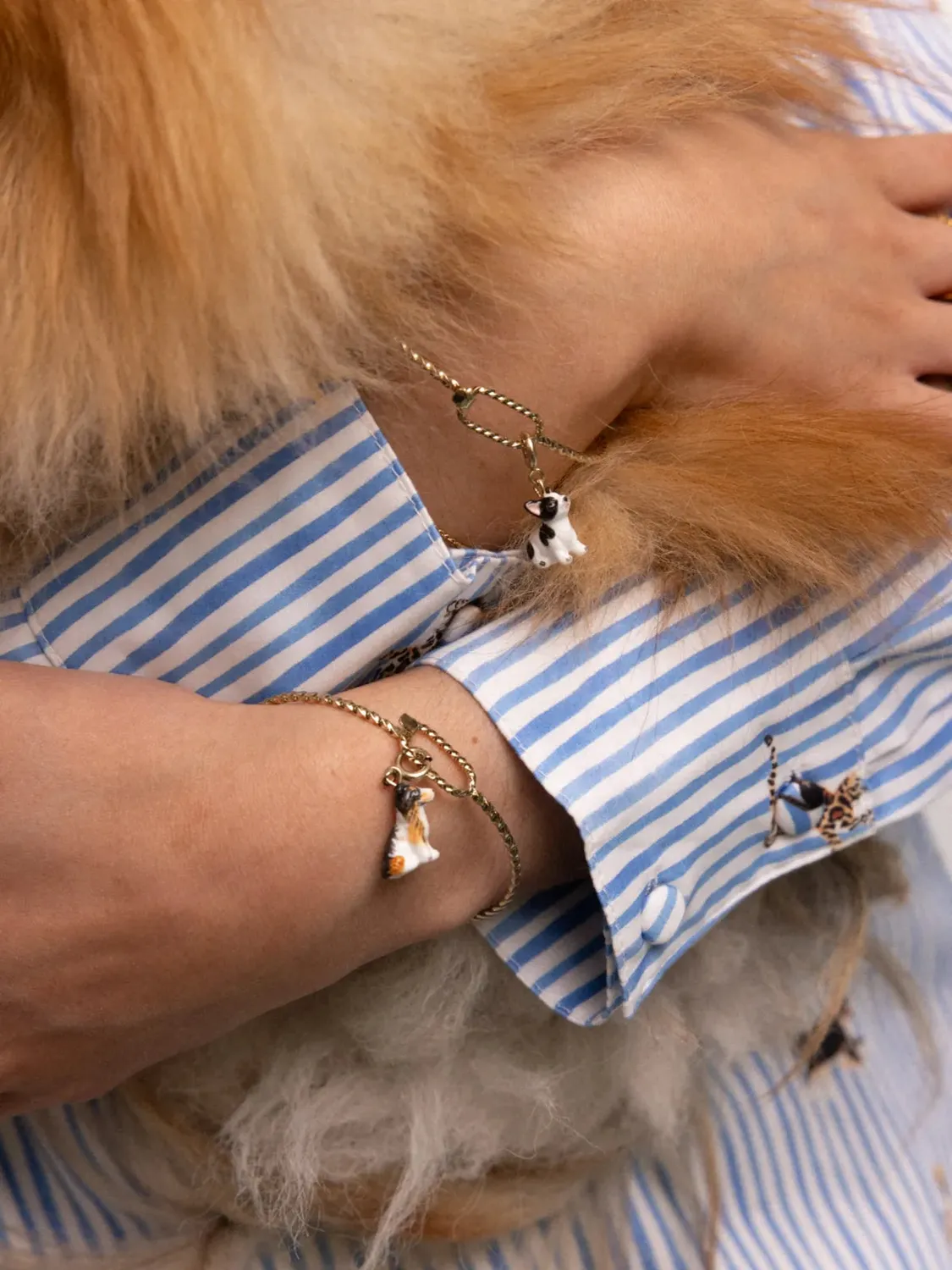 Nach Bijoux chien bulldog français charm's porcelaine mix & match