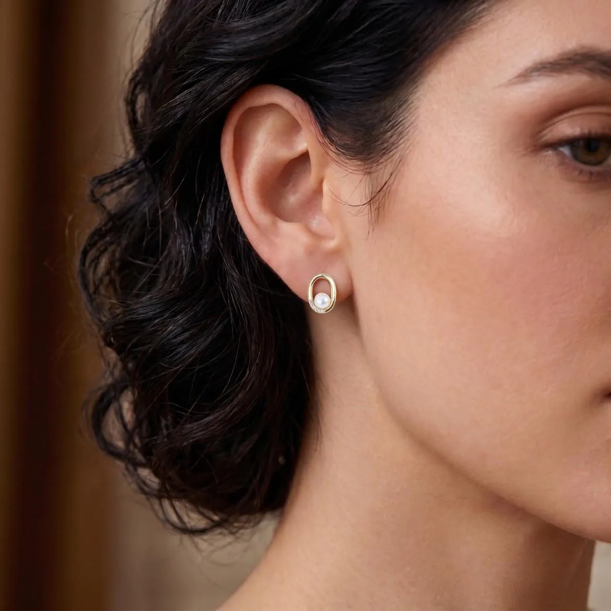 Nao de Paris Mini Perle Cerclée boucles d’oreilles nacrées