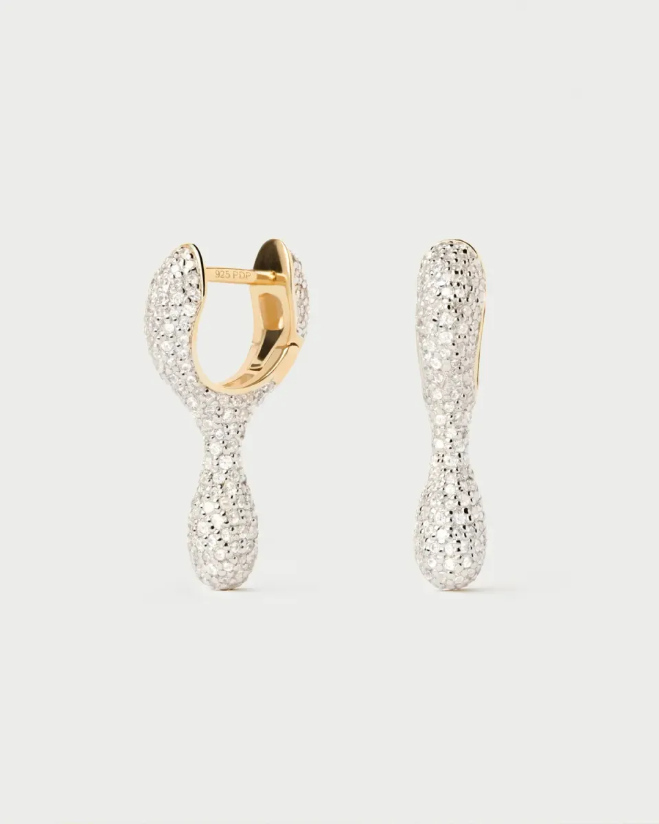 PDPAOLA Twist Pavé Ray créoles dorées zircon blanc