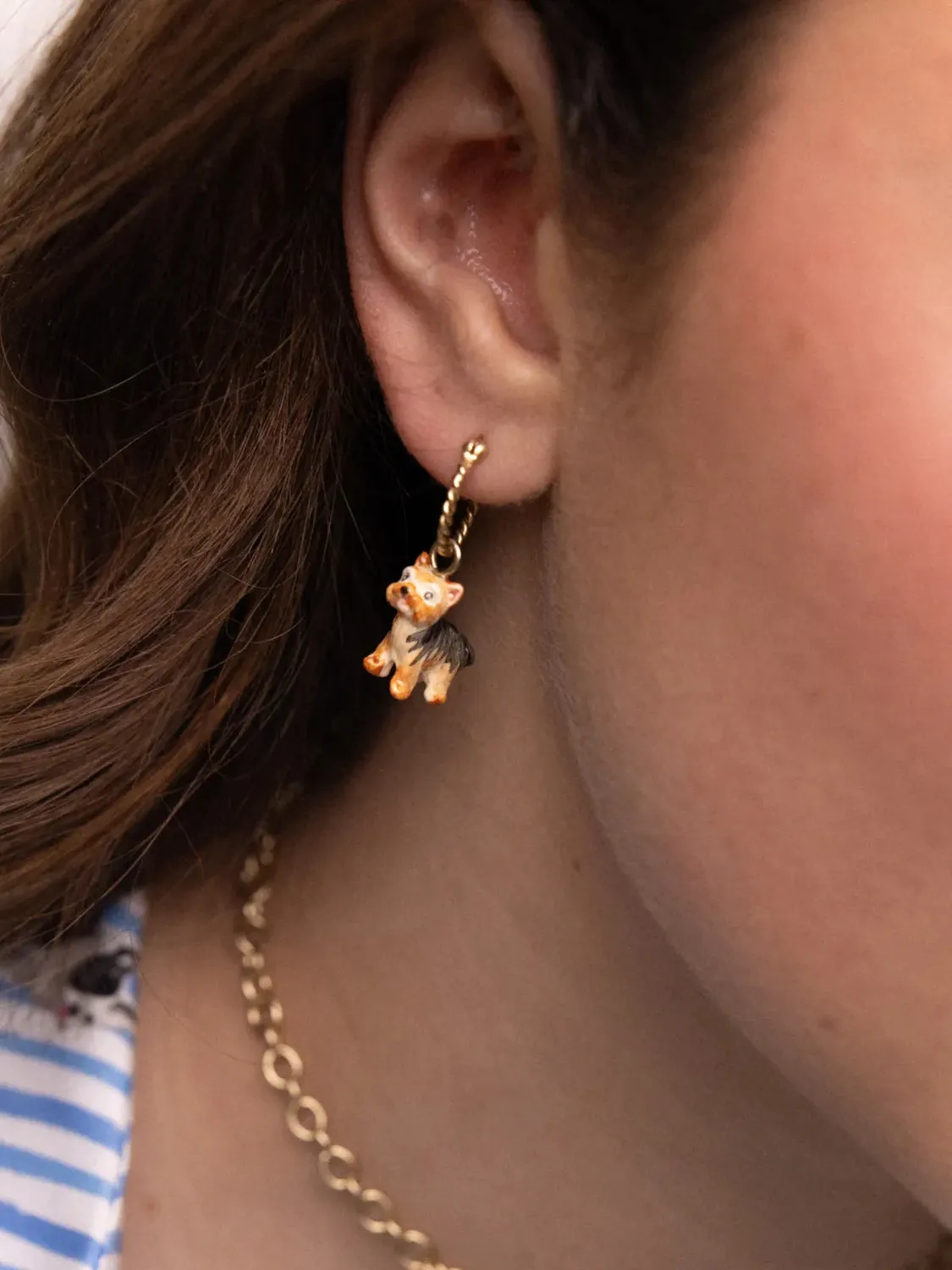 Nach Bijoux Mini créole chien Yorkshire boucle d'oreille