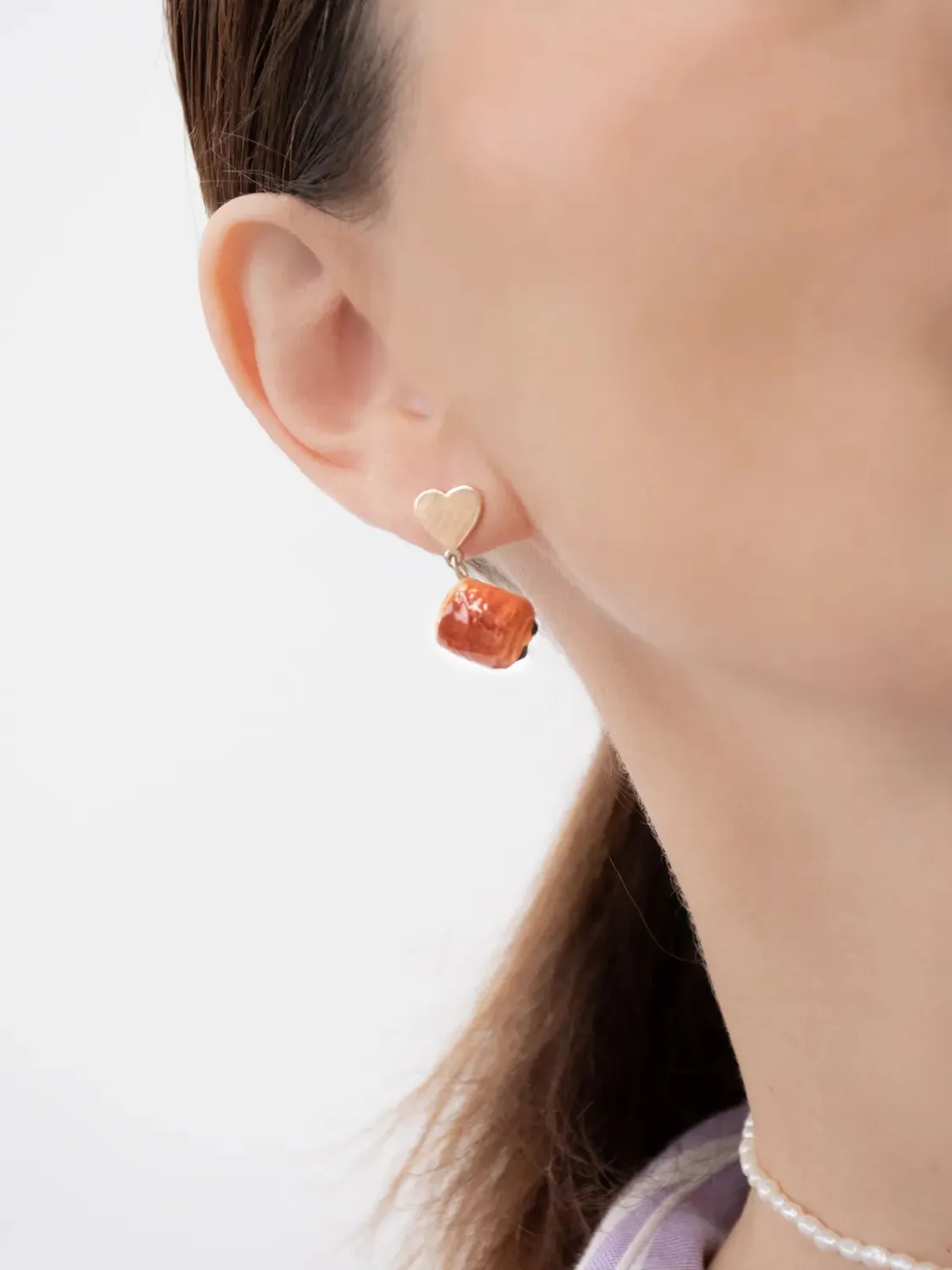 Nach Bijoux puces d'oreilles cœur chocolatine