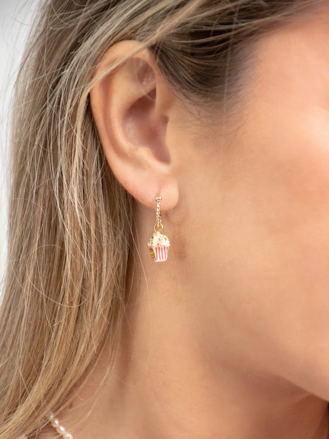 Nach Bijoux Mini créole pop-corn boucle d'oreille rouge