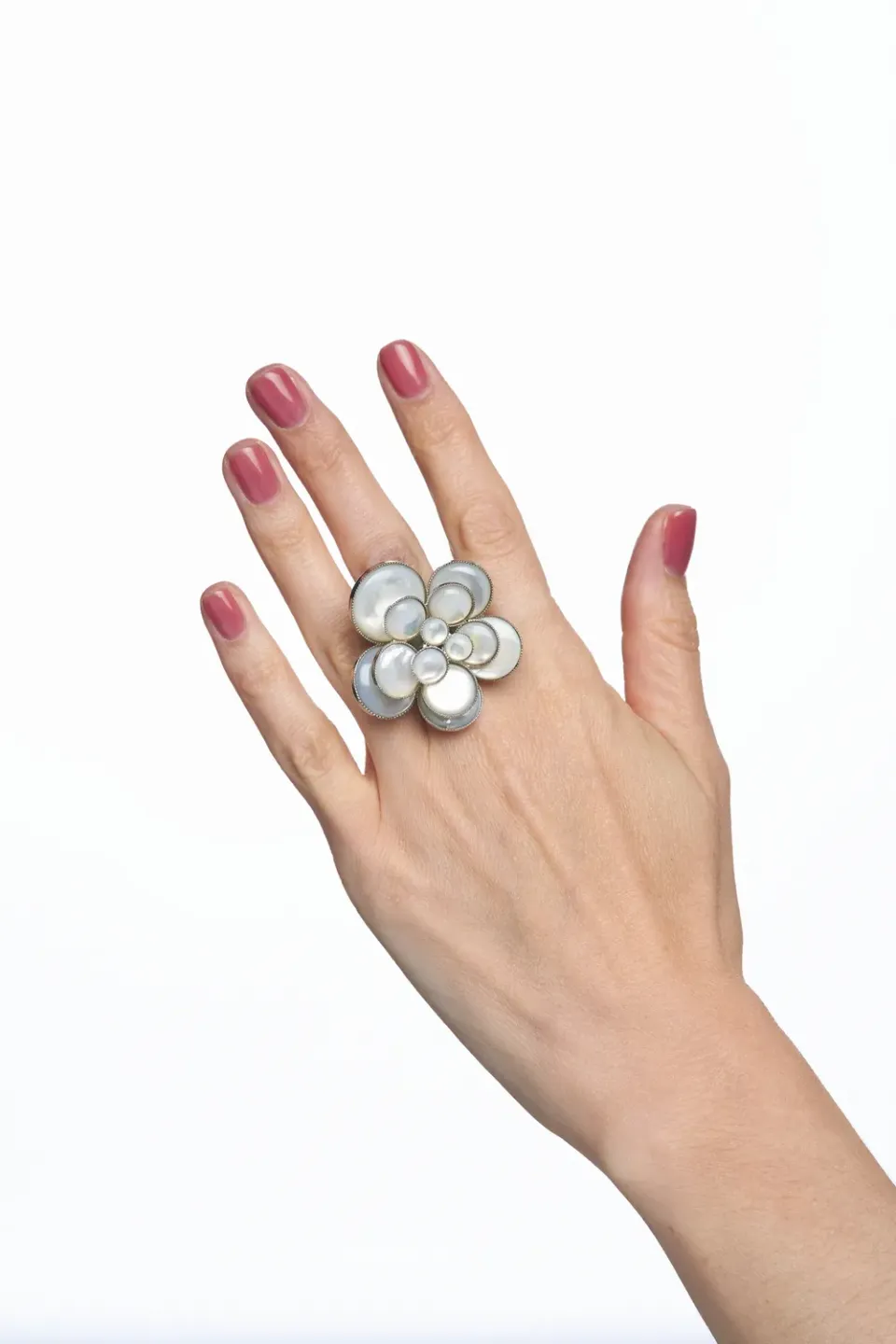 Philippe Ferrandis Cielo Big Ring bague fleur nacre réglable