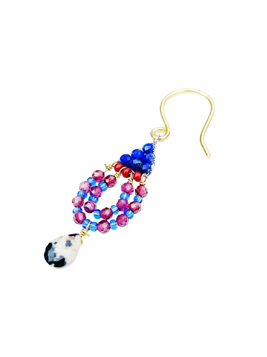 Le Fourbi de Capucine B102 boucles d'oreilles laiton doré grenat