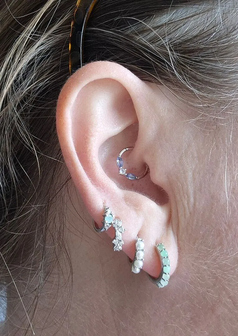 Astrid & Miyu Aqua & Pearl Charm créoles argent perle