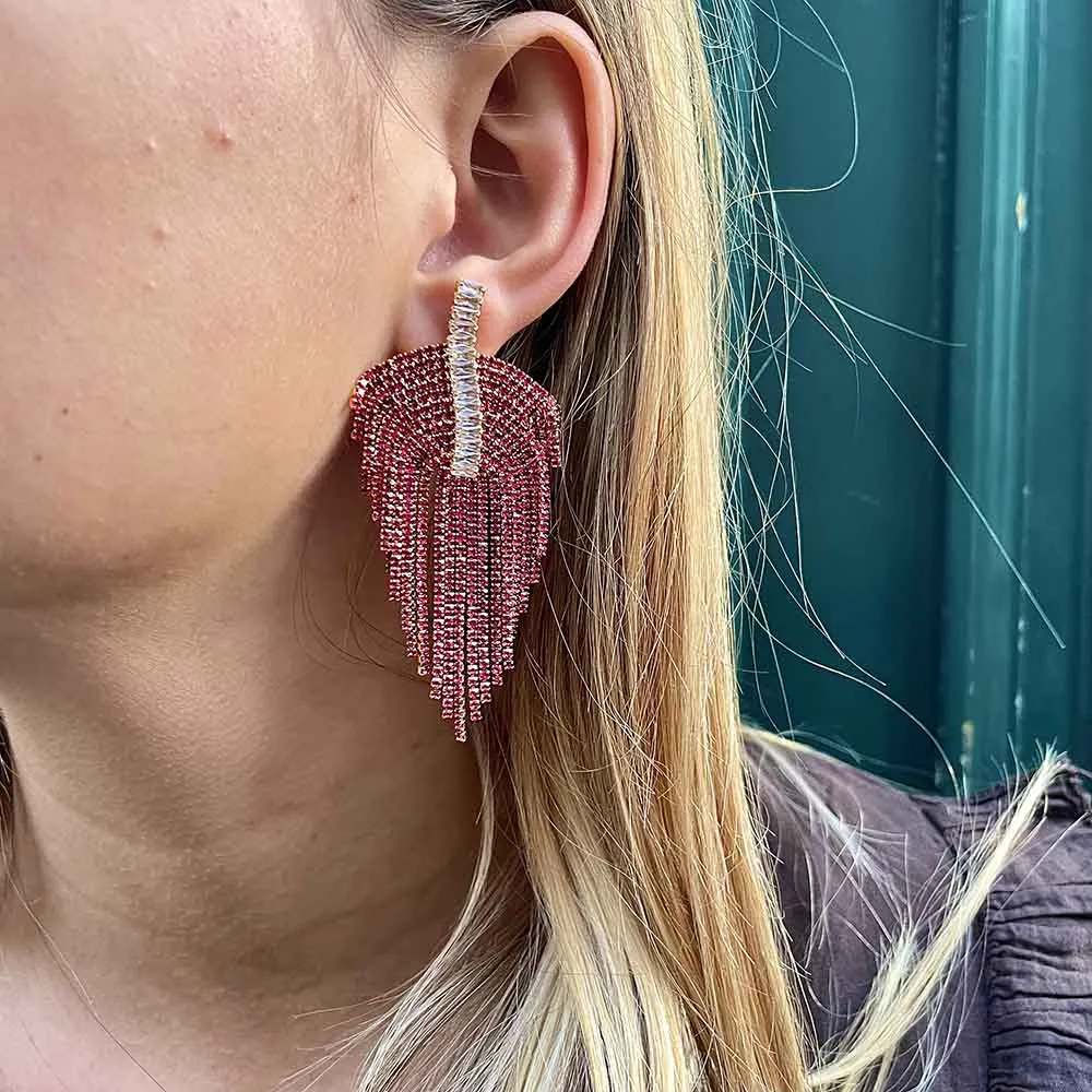 Nao de Paris Palmyre Grenadine boucles d'oreilles cascade rose