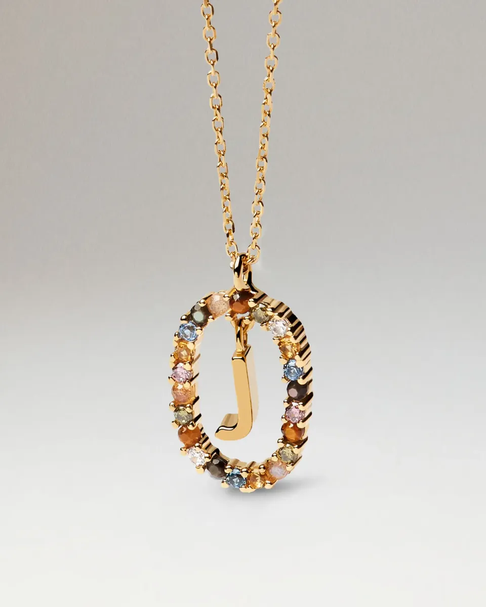 PDPAOLA Letters collier lettre J plaqué or zirconia