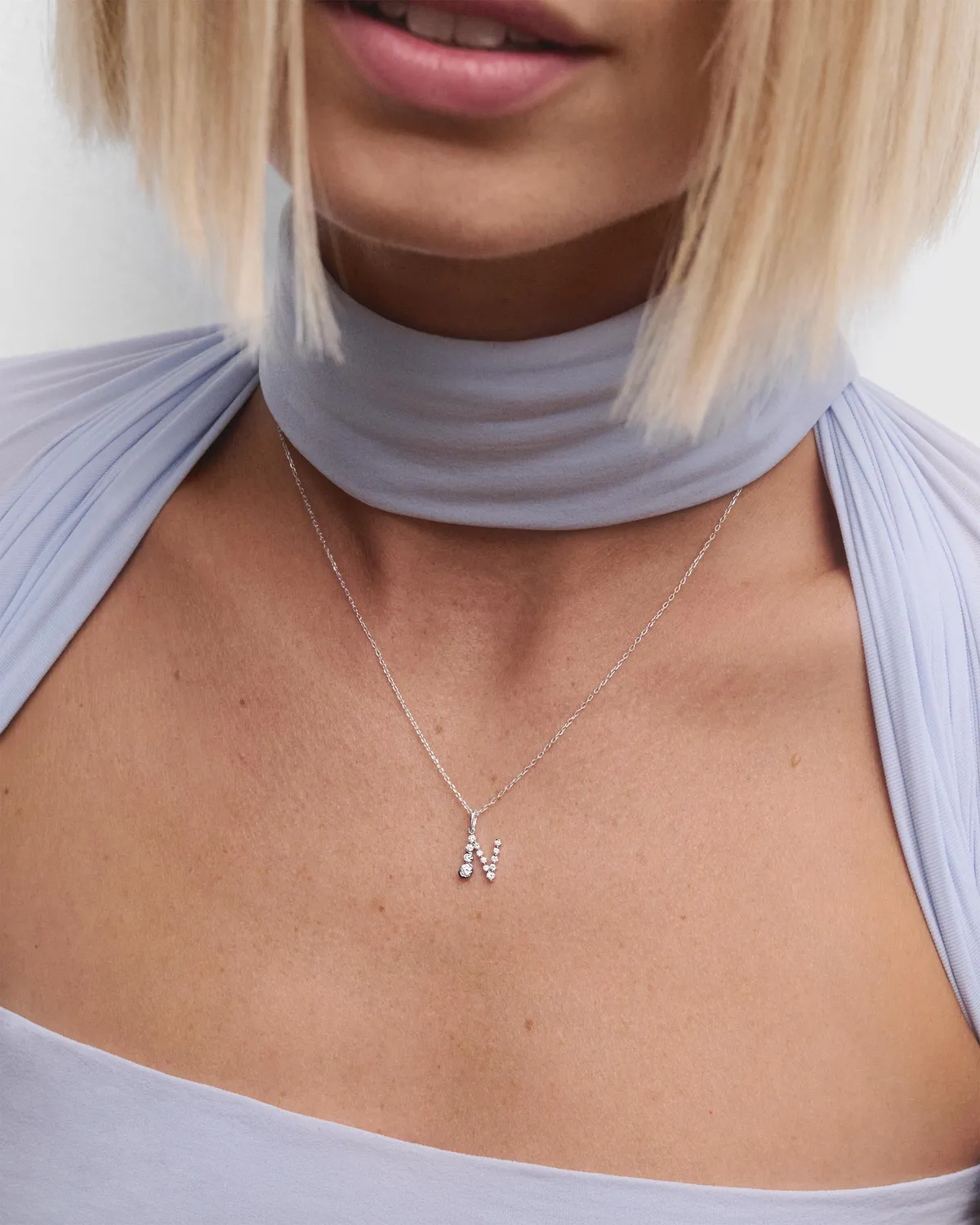 PDPAOLA Initiale N pendentif or blanc diamants