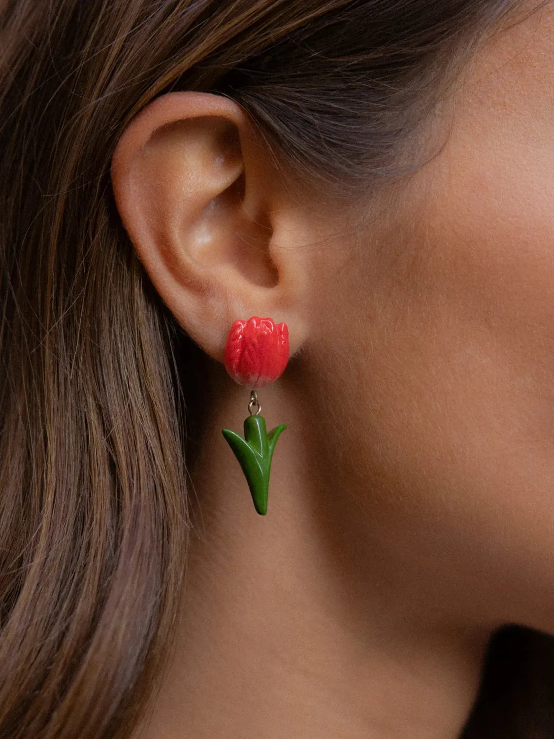 Nach Bijoux Tulipe boucles d'oreilles pendantes porcelaine peinte