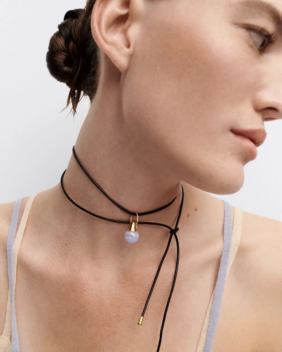 PDPAOLA Aqua Riviera pendentif agate bleue 19 mm